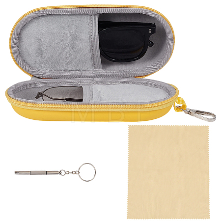 1Pc Oval PU Leather & Velvet Glasses Case AJEW-CN0007-23-1