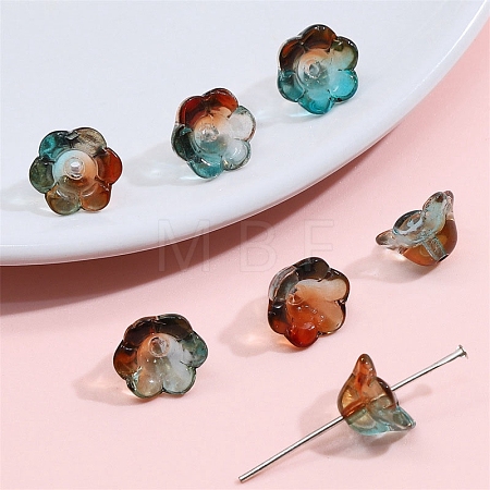 10Pcs Gradient Color Transparent Glass Bead Caps PW-WG464DA-18-1