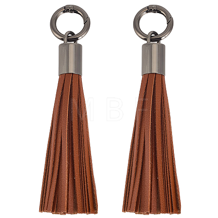 2Pcs Imitation Leather Tassel Pendant Decorations AJEW-CL0005-10B-1