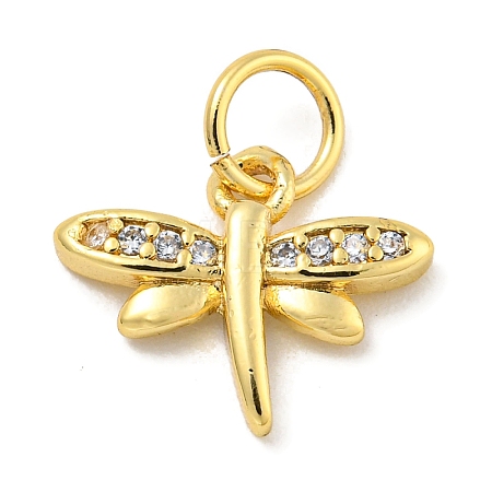 Rack Plating Brass Micro Pave Clear Cubic Zirconia Pendants KK-B093-10A-G-1