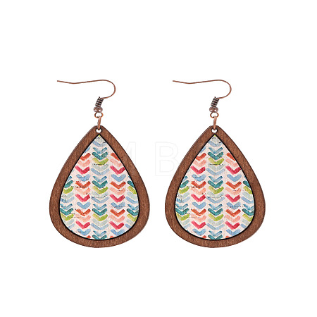 Wood Dangle Earrings FS-WG89FD2-03-1