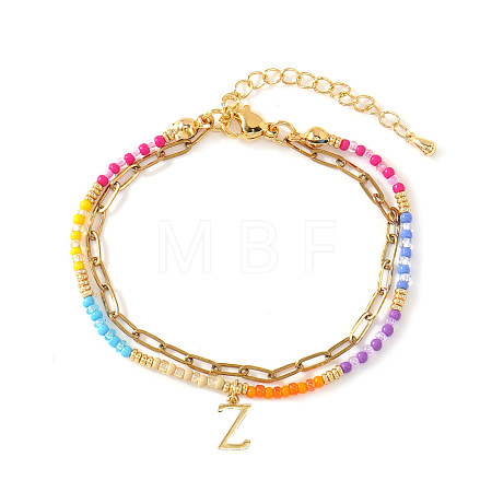 304 Stainless Steel Letter Charm Double-layered Bracelets VG5038-26-1