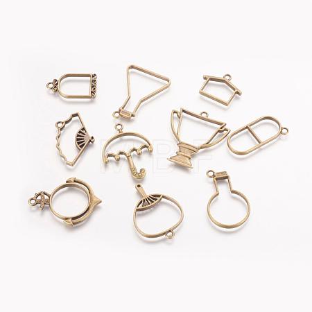 Rack Plating Alloy Open Back Bezel Pendants PALLOY-X0037-01AB-1