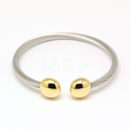304 Stainless Steel Torque Bangles BJEW-N225-76G-1