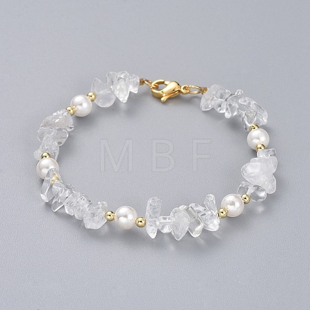 Natural Quartz Crystal Chip Beaded Bracelets BJEW-JB04933-02-1