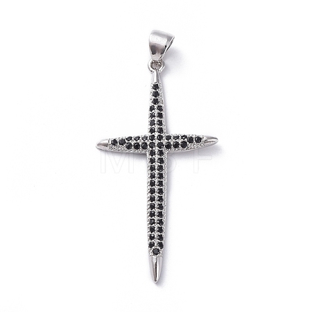Brass Micro Pave Cubic Zirconia Pendants ZIRC-G159-02P-02-1