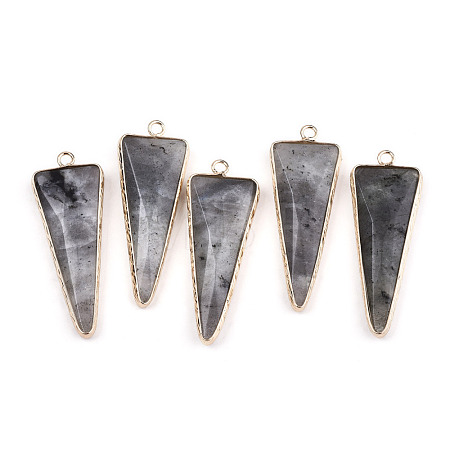 Natural Black Moonstone Pointed Pendants G-N326-56A-1