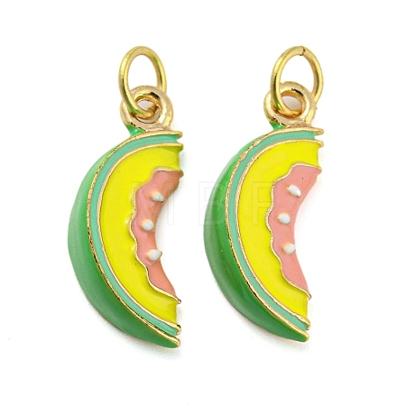 Cantaloupe Rack Plating Brass Enamel Pendants KK-Q804-04G-1