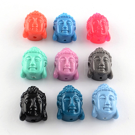 Dyed Buddha Head Synthetical Coral Beads CORA-R011-15-1