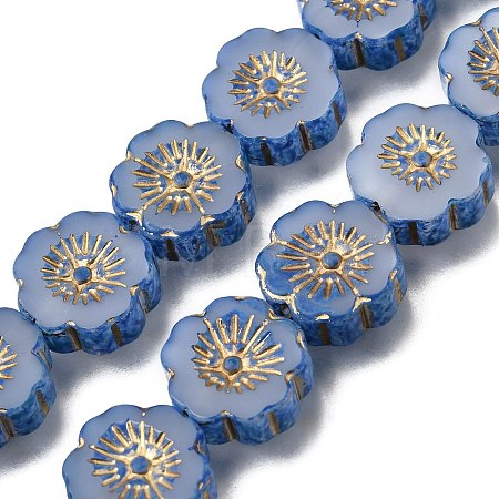 Picasso Baking Paint & Golden Metal Enlaced Glass Beads Strands GL-CBA98F0-04B-1