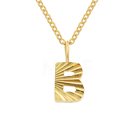 Personalized Stainless Steel Textured Alphabet Initial Pendant Necklaces for Women Men RF0956-2-1
