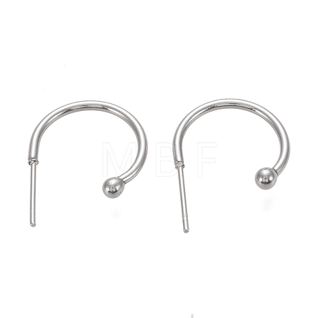 Tarnish Resistant 304 Stainless Steel C-shaped Hoop Circle Ball Stud Earrings STAS-K204-04P-1