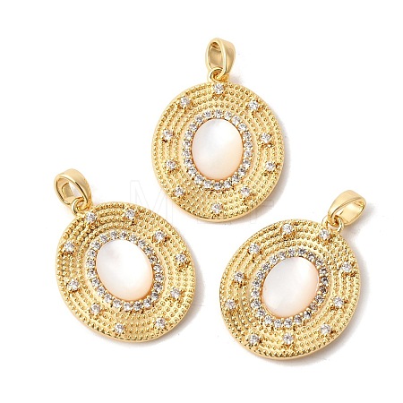 Natural White Shell Pendants KK-Z149-16G-1