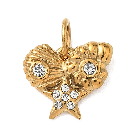 304 Stainless Steel & Crystal Rhinestone Pendants STAS-G391-02G-01-1