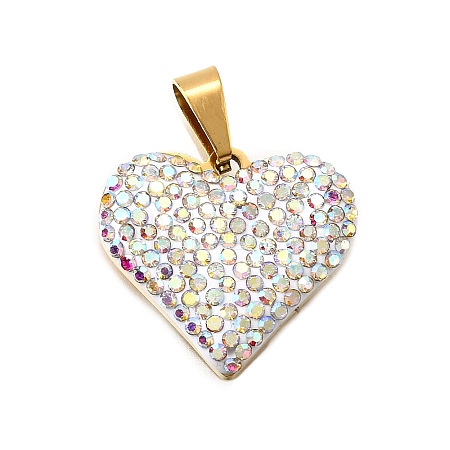201 Stainless Steel Clay Pendants STAS-R166-02B-G-1