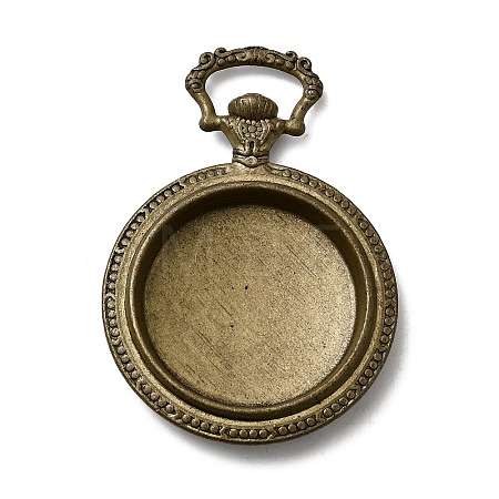 Flat Round Alloy Pendant Cabochon Settings PALLOY-J414B-AB-NF-1