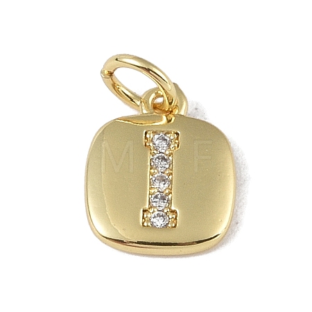 Rack Plating Brass Micro Pave CLear Cubic Zirconia Charms KK-E110-14G-I-1