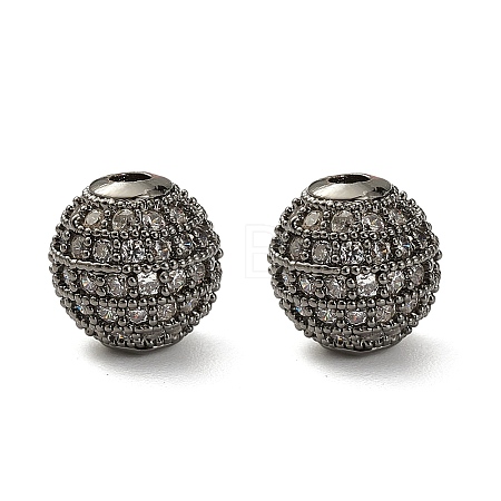 CZ Brass Micro Pave Grade AAA Clear Color Cubic Zirconia Round Beads LS-KK-O065-8mm-05B-NR-1
