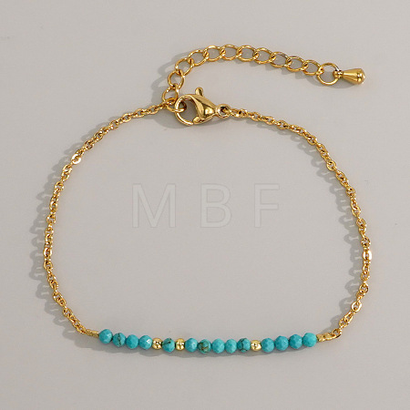 Natural Turquoise Beads Link Bracelets AL8612-7-1