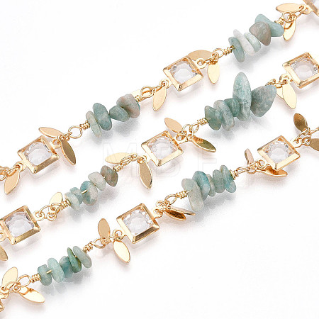 Handmade Brass Glass Square Link Chains CHC-F019-10G-01-1