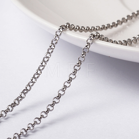 Non-Tarnish 3.28 Feet 304 Stainless Steel Rolo Chains X-CHS-L014-12P-1