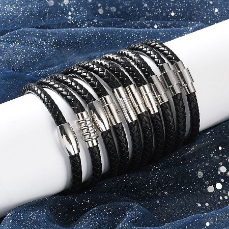 Mixed Braided Leather Cord Bracelets BJEW-I199-M-1