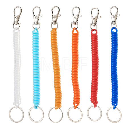 6Pcs Plastic Spiral Retractable Spring Coil Keychains KEYC-TA0004-83-1