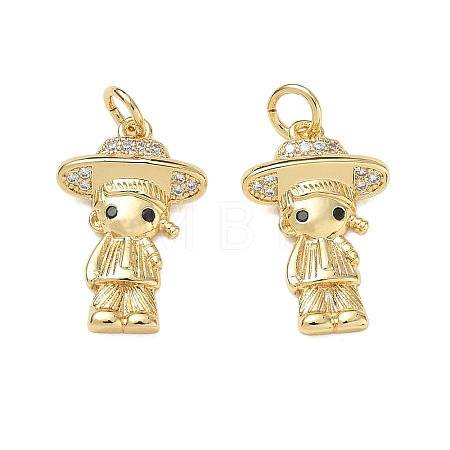 Brass Micro Pave Black Cubic Zirconia Pendants CU-CBA9AFC-01G-28-1