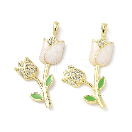 Brass Micro Pave Cubic Zirconia with Enamel Pendants KK-Z134-05G-01-1