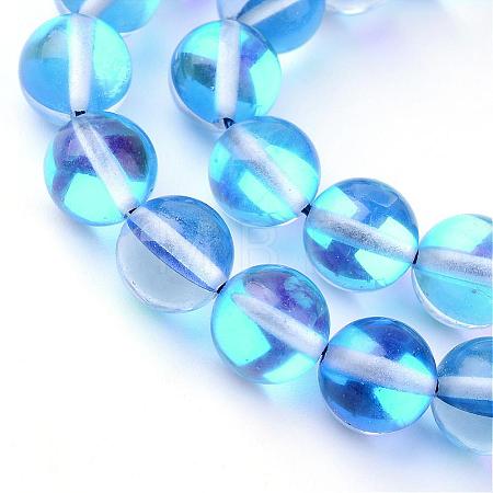 Synthetic Moonstone Beads Strands G-R375-6mm-B11-1