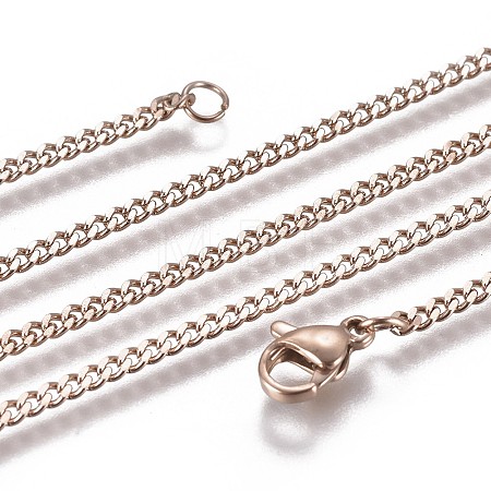 Ion Plating(IP) 304 Stainless Steel Curb Chain Necklaces NJEW-L162-01A-RG-1