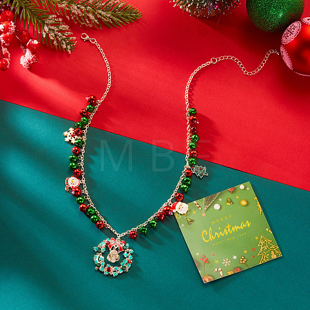 Christmas Theme Alloy Rhinestone and Enamel Pendant Bib Necklaces FS-WGE4CD5-02-1