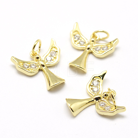 Brass Micro Pave Grade AAA Cubic Zirconia Charms ZIRC-P072-01G-NR-1