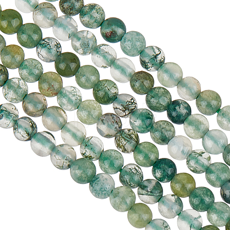 2 Strands Natural Moss Agate Beads Strands G-OC0005-64-1