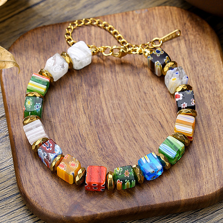 Millefiori Lampwork Beaded Bracelets for Women WGC5980-01-1