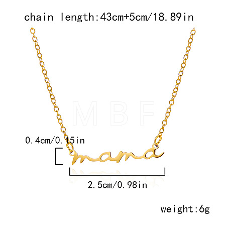 Mother's Day 304 Stainless Steel Word Mama Pendant Necklaces for Women FS-WG8A099-07-1