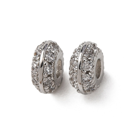 Brass Micro Pave Clear Cubic Zirconia Beads KK-C253-11P-1