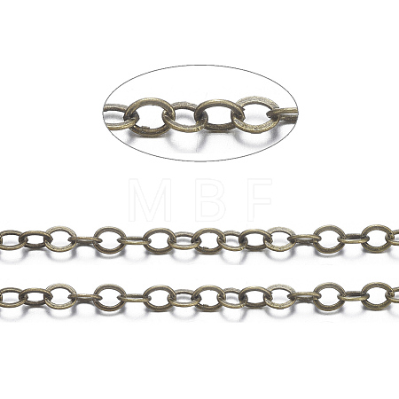 Brass Flat Oval Cable Chains X-CHC025Y-AB-1