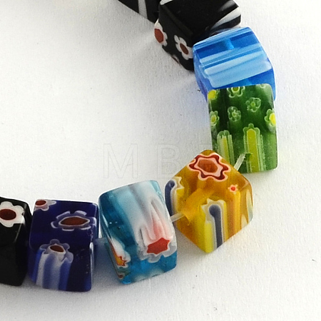 Cube Handmade Millefiori Glass Beads X-LK-R004-70-1