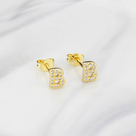 Brass Clear Cubic Zirconia Stud Earrings WGC2A80-02-1