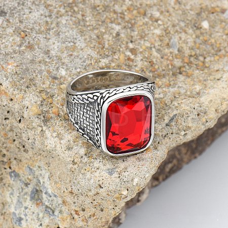 304 Stainless Steel with Cubic Zirconia Finger Rings for Men FS-WG67565-17-1