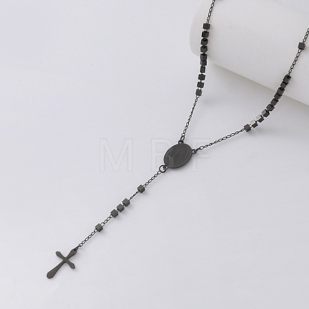 Vintage Resin Cube Rosary Bead Necklaces PH8677-3-1
