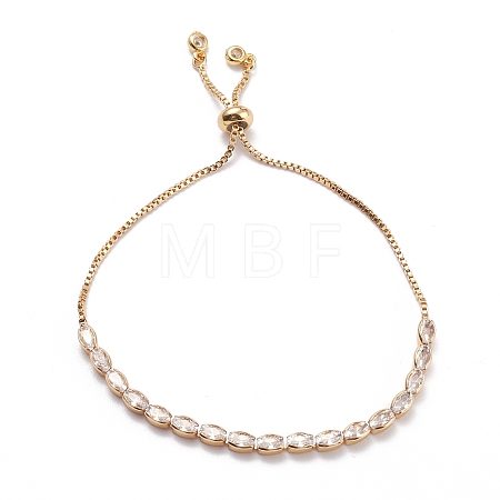 Cubic Zirconia Oval Tennis Bracelet for Men Women Gift BJEW-F417-05G-RS-1