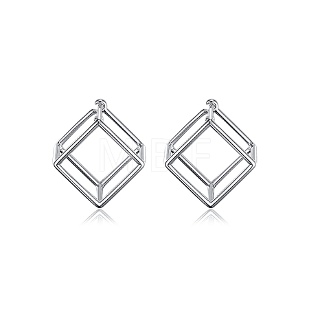 S925 Silver Geometric Square Triangle Earrings Minimalist Elegant Stylish Jewelry for Women GU8226-1-1