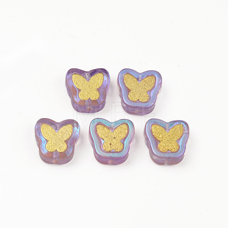 Electroplate Transparent Handmade Lampwork Beads X-LAMP-Q032-04A-1