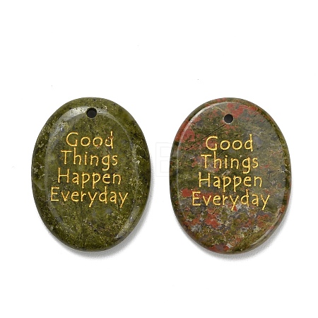 Natural Unakite Pendants G-K353-06C-1
