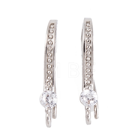 Rack Plating Brass Cubic Zirconia Earring Hooks KK-S374-05P-06-1