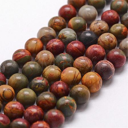 Natural Polychrome Jasper/Picasso Stone/Picasso Jasper Bead Strands G-D840-85-4mm-1