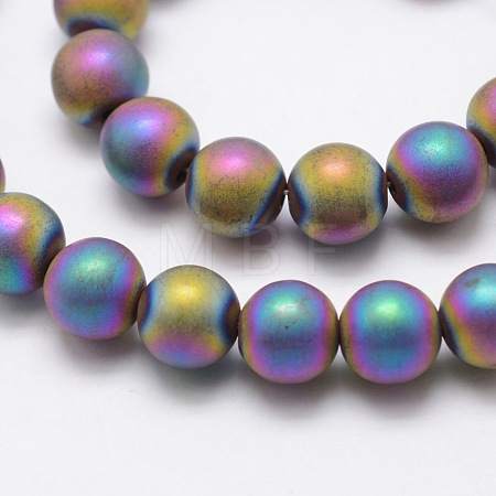 Electroplate Non-magnetic Synthetic Hematite Beads Strands G-R363-8mm-02-1