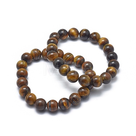Natural Tiger Eye Bead Stretch Bracelets BJEW-K212-A-028-1